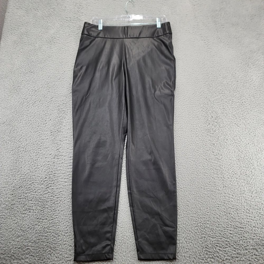J.CREW‎ Pants Womens Medium Black Vegan Leather Leggings AD243 Casual Stretch